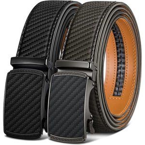 Mens Belts 2 Pack, Ratchet Sliding Belt Adjustable For Mens Dress Casual Pants